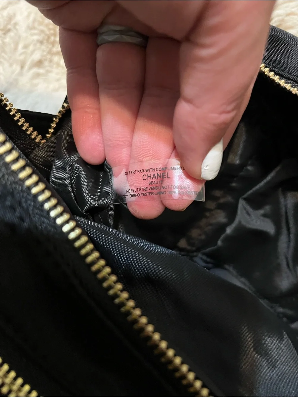 Black Nylon Chanel Toiletry Bag with Gold Hardware